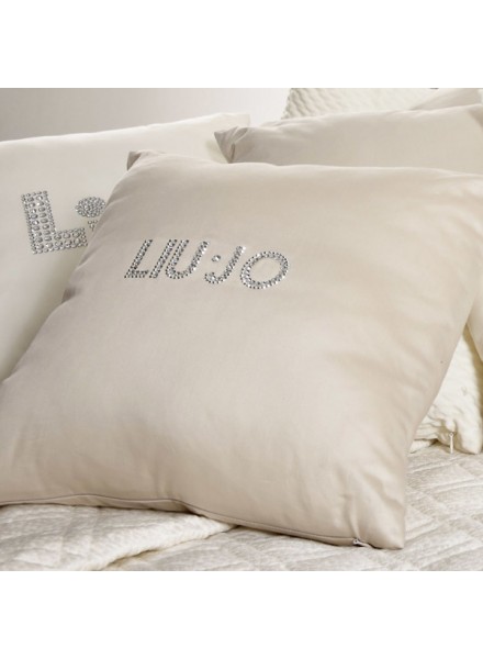 LIU-JO cuscino arredo in rasatello di cotone 40x40 con logo in swarovski art. TELLARO
