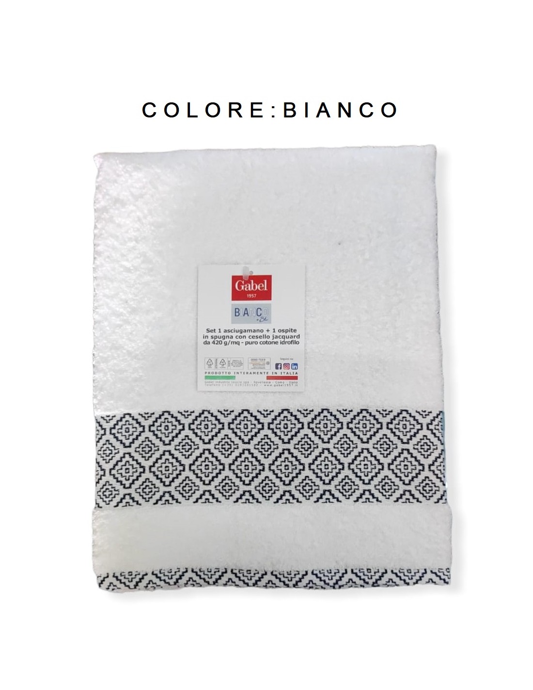 Set asciugamani 2+2 Gabel linea Bianco e Nero articolo BRITISH variante  BIANCO E NERO