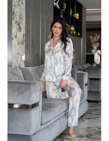 FILO D'ANGELO pigiama donna aperto estivo manica lunga Orchidea Perù